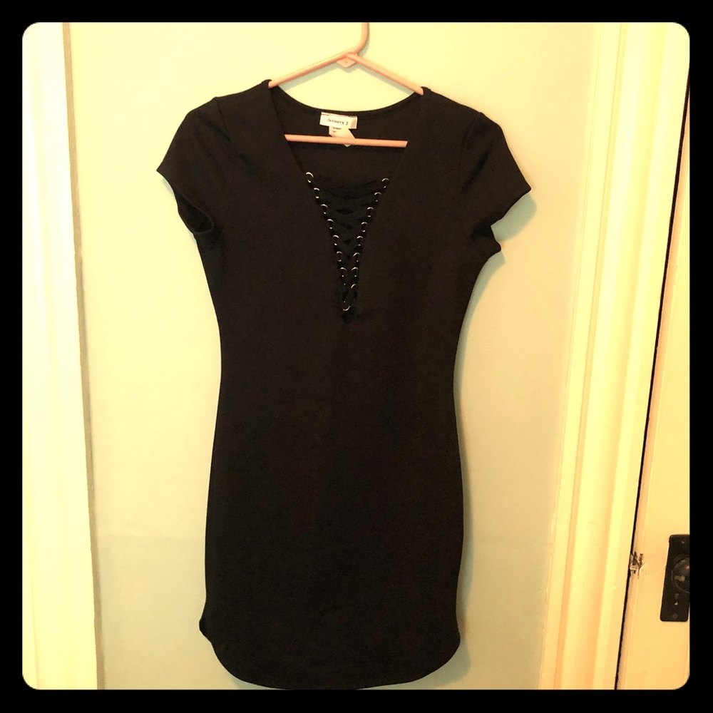 Little Black dress with criss cross cut